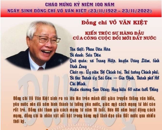 Kỷ niệm 100 năm ngày sinh đồng chí Võ Văn Kiệt
